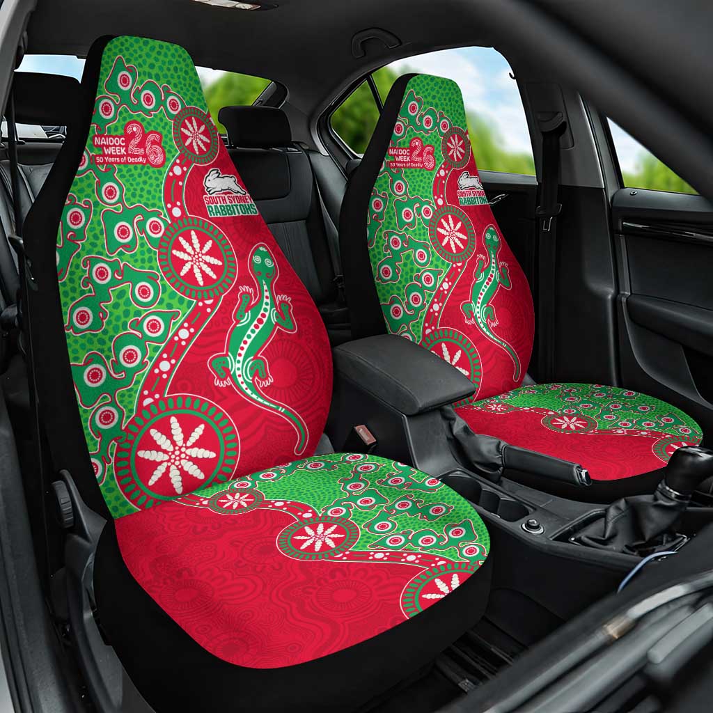South Sydney Rabbitohs NAIDOC Week 2026 Car Seat Cover Aboriginal Lizard Dot Painting - 50 Years of Deadly