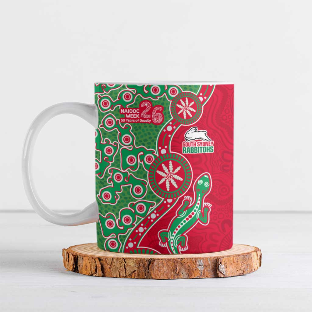 South Sydney Rabbitohs NAIDOC Week 2026 Ceramic Mug Aboriginal Lizard Dot Painting - 50 Years of Deadly