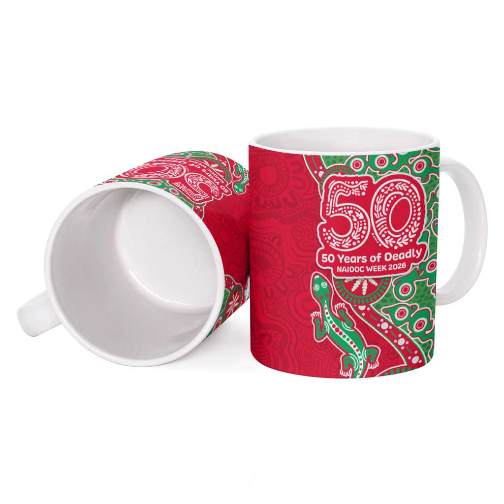 South Sydney Rabbitohs NAIDOC Week 2026 Ceramic Mug Aboriginal Lizard Dot Painting - 50 Years of Deadly