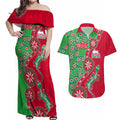 South Sydney Rabbitohs NAIDOC Week 2026 Couples Matching Off Shoulder Maxi Dress and Hawaiian Shirt Aboriginal Lizard Dot Painting - 50 Years of Deadly