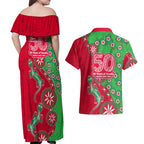 South Sydney Rabbitohs NAIDOC Week 2026 Couples Matching Off Shoulder Maxi Dress and Hawaiian Shirt Aboriginal Lizard Dot Painting - 50 Years of Deadly