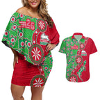 South Sydney Rabbitohs NAIDOC Week 2026 Couples Matching Off Shoulder Short Dress and Hawaiian Shirt Aboriginal Lizard Dot Painting - 50 Years of Deadly