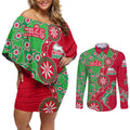 South Sydney Rabbitohs NAIDOC Week 2026 Couples Matching Off Shoulder Short Dress and Long Sleeve Button Shirt Aboriginal Lizard Dot Painting - 50 Years of Deadly
