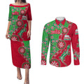South Sydney Rabbitohs NAIDOC Week 2026 Couples Matching Puletasi and Long Sleeve Button Shirt Aboriginal Lizard Dot Painting - 50 Years of Deadly