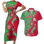 South Sydney Rabbitohs NAIDOC Week 2026 Couples Matching Short Sleeve Bodycon Dress and Hawaiian Shirt Aboriginal Lizard Dot Painting - 50 Years of Deadly