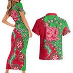 South Sydney Rabbitohs NAIDOC Week 2026 Couples Matching Short Sleeve Bodycon Dress and Hawaiian Shirt Aboriginal Lizard Dot Painting - 50 Years of Deadly