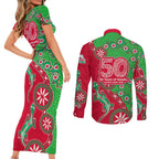South Sydney Rabbitohs NAIDOC Week 2026 Couples Matching Short Sleeve Bodycon Dress and Long Sleeve Button Shirt Aboriginal Lizard Dot Painting - 50 Years of Deadly