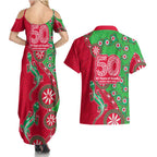 South Sydney Rabbitohs NAIDOC Week 2026 Couples Matching Summer Maxi Dress and Hawaiian Shirt Aboriginal Lizard Dot Painting - 50 Years of Deadly