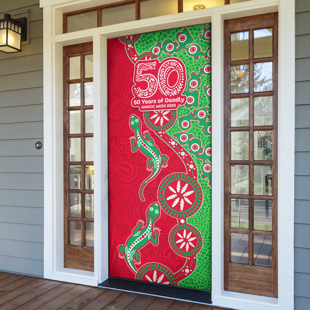 South Sydney Rabbitohs NAIDOC Week 2026 Door Cover Aboriginal Lizard Dot Painting - 50 Years of Deadly