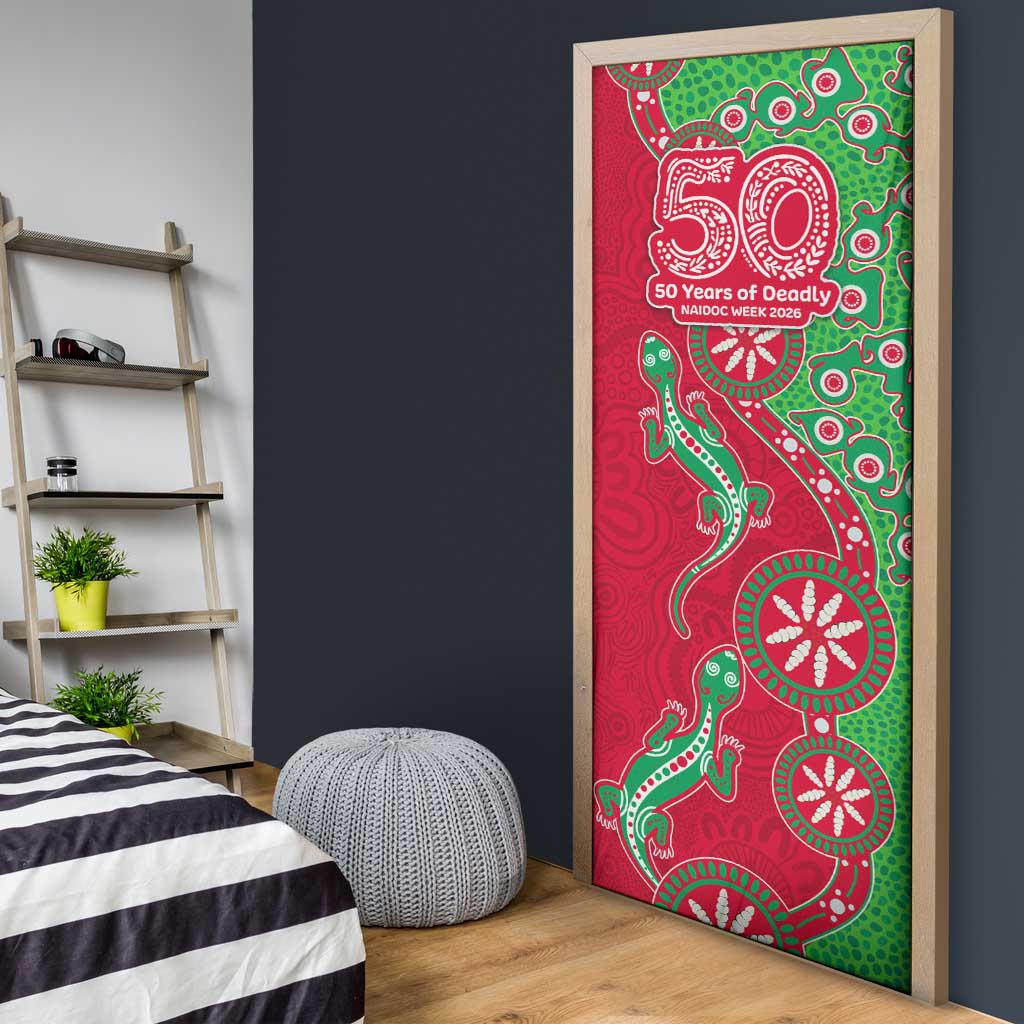 South Sydney Rabbitohs NAIDOC Week 2026 Door Cover Aboriginal Lizard Dot Painting - 50 Years of Deadly