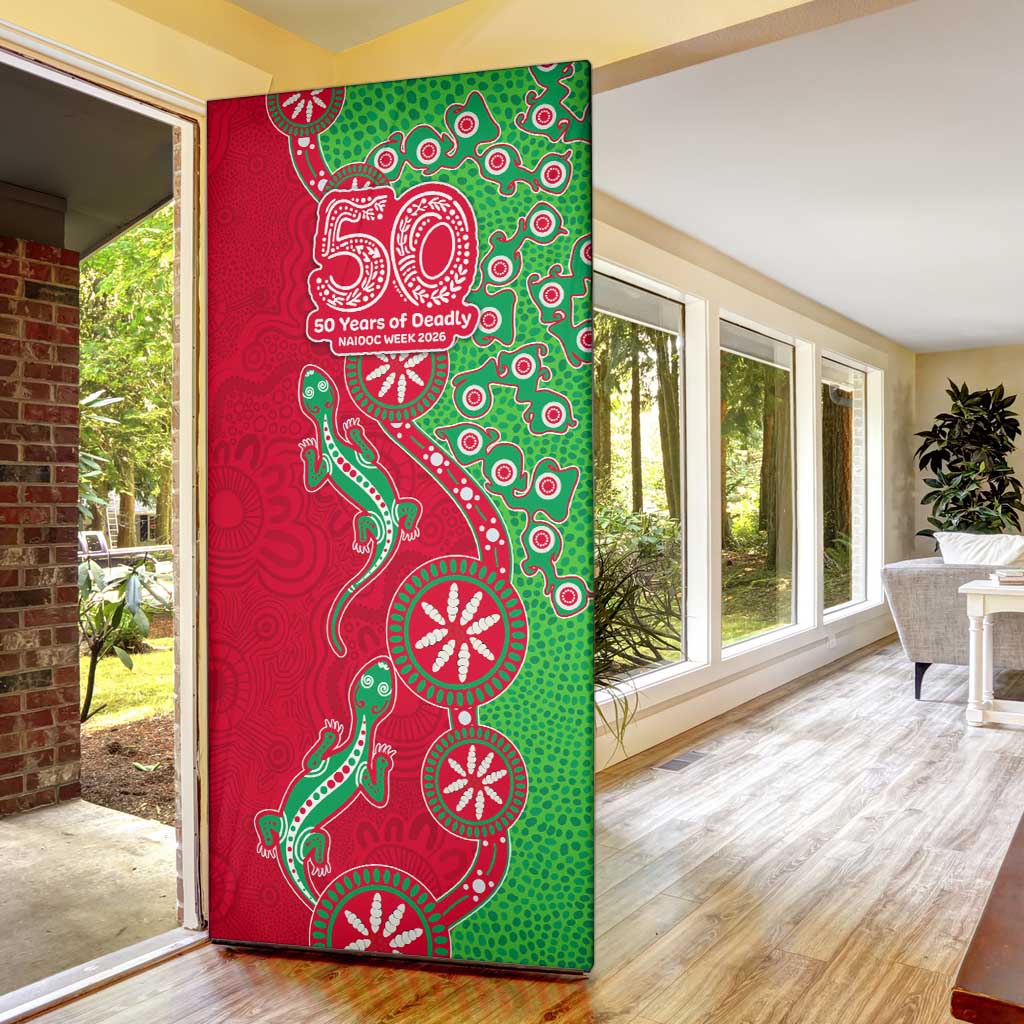 South Sydney Rabbitohs NAIDOC Week 2026 Door Cover Aboriginal Lizard Dot Painting - 50 Years of Deadly