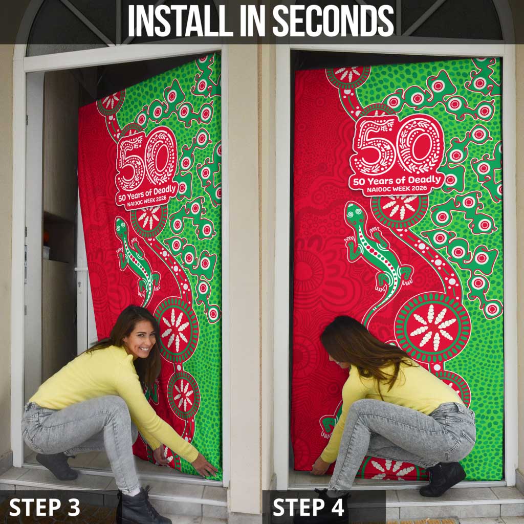 South Sydney Rabbitohs NAIDOC Week 2026 Door Cover Aboriginal Lizard Dot Painting - 50 Years of Deadly
