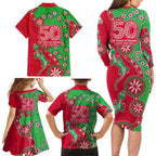 South Sydney Rabbitohs NAIDOC Week 2026 Family Matching Long Sleeve Bodycon Dress and Hawaiian Shirt Aboriginal Lizard Dot Painting - 50 Years of Deadly
