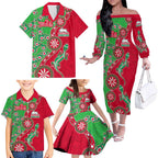 South Sydney Rabbitohs NAIDOC Week 2026 Family Matching Off The Shoulder Long Sleeve Dress and Hawaiian Shirt Aboriginal Lizard Dot Painting - 50 Years of Deadly