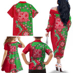 South Sydney Rabbitohs NAIDOC Week 2026 Family Matching Off The Shoulder Long Sleeve Dress and Hawaiian Shirt Aboriginal Lizard Dot Painting - 50 Years of Deadly