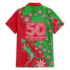 South Sydney Rabbitohs NAIDOC Week 2026 Family Matching Short Sleeve Bodycon Dress and Hawaiian Shirt Aboriginal Lizard Dot Painting - 50 Years of Deadly