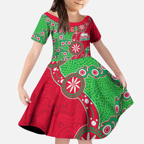 South Sydney Rabbitohs NAIDOC Week 2026 Family Matching Summer Maxi Dress and Hawaiian Shirt Aboriginal Lizard Dot Painting - 50 Years of Deadly