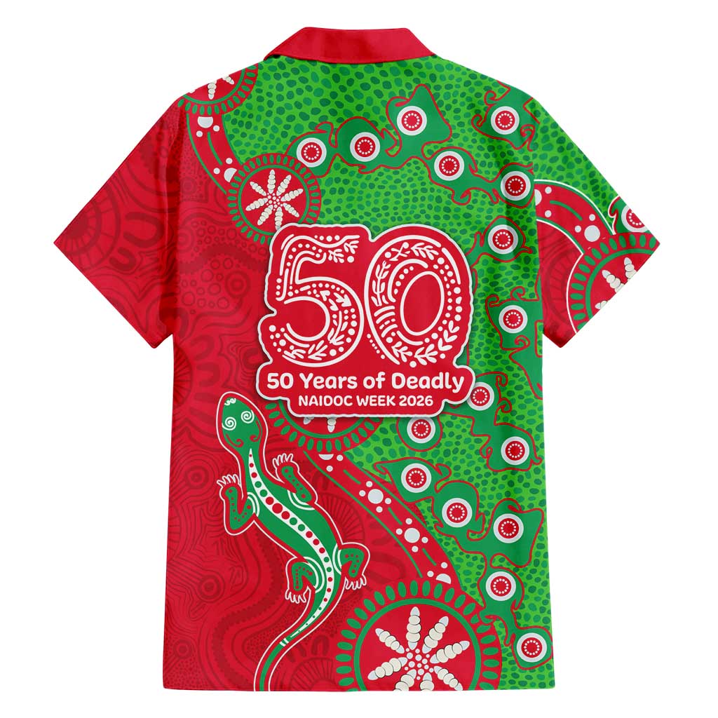 South Sydney Rabbitohs NAIDOC Week 2026 Family Matching Summer Maxi Dress and Hawaiian Shirt Aboriginal Lizard Dot Painting - 50 Years of Deadly