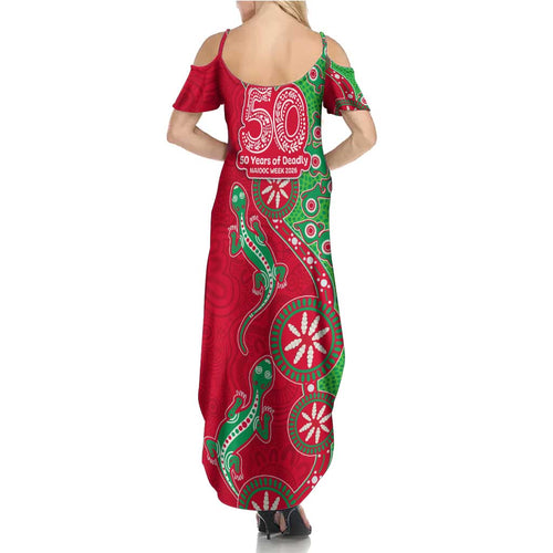 South Sydney Rabbitohs NAIDOC Week 2026 Family Matching Summer Maxi Dress and Hawaiian Shirt Aboriginal Lizard Dot Painting - 50 Years of Deadly