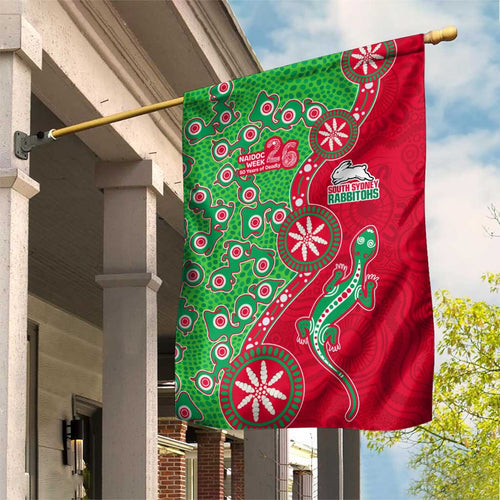 South Sydney Rabbitohs NAIDOC Week 2026 Garden Flag Aboriginal Lizard Dot Painting - 50 Years of Deadly