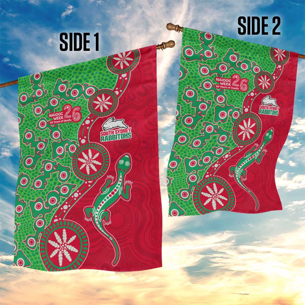 South Sydney Rabbitohs NAIDOC Week 2026 Garden Flag Aboriginal Lizard Dot Painting - 50 Years of Deadly