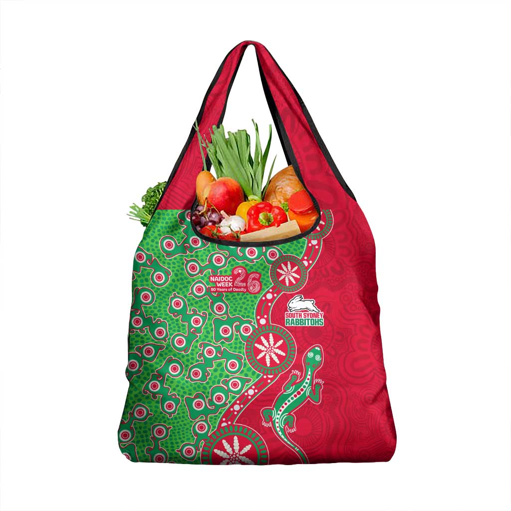 South Sydney Rabbitohs NAIDOC Week 2026 Grocery Bag Aboriginal Lizard Dot Painting - 50 Years of Deadly