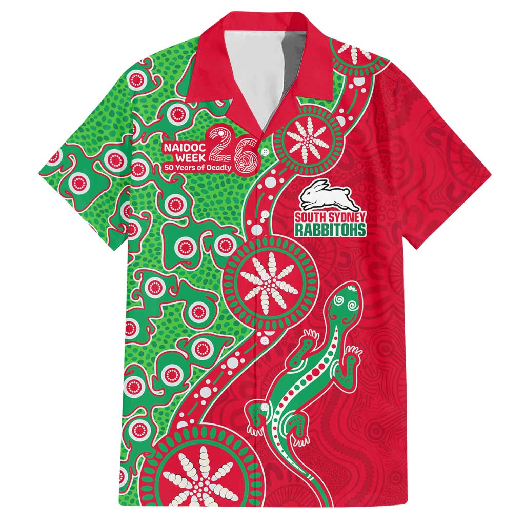 South Sydney Rabbitohs NAIDOC Week 2026 Hawaiian Shirt Aboriginal Lizard Dot Painting - 50 Years of Deadly
