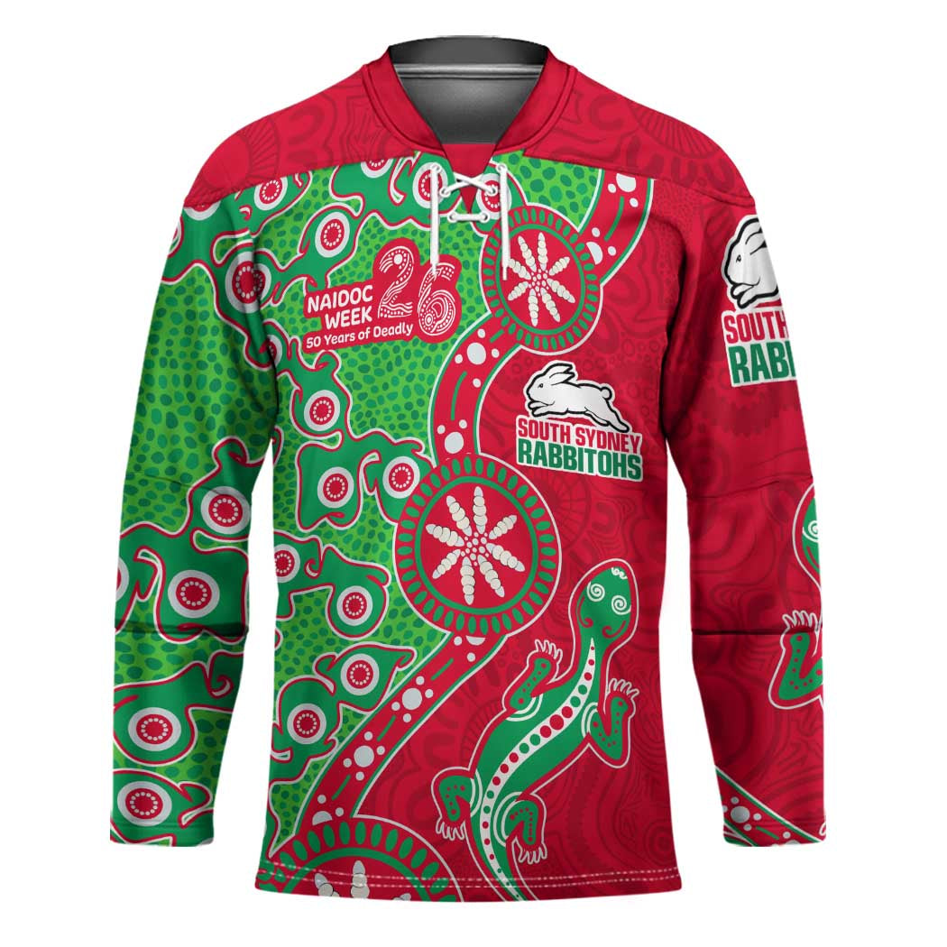 South Sydney Rabbitohs NAIDOC Week 2026 Hockey Jersey Aboriginal Lizard Dot Painting - 50 Years of Deadly