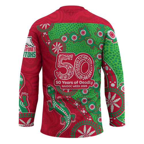 South Sydney Rabbitohs NAIDOC Week 2026 Hockey Jersey Aboriginal Lizard Dot Painting - 50 Years of Deadly