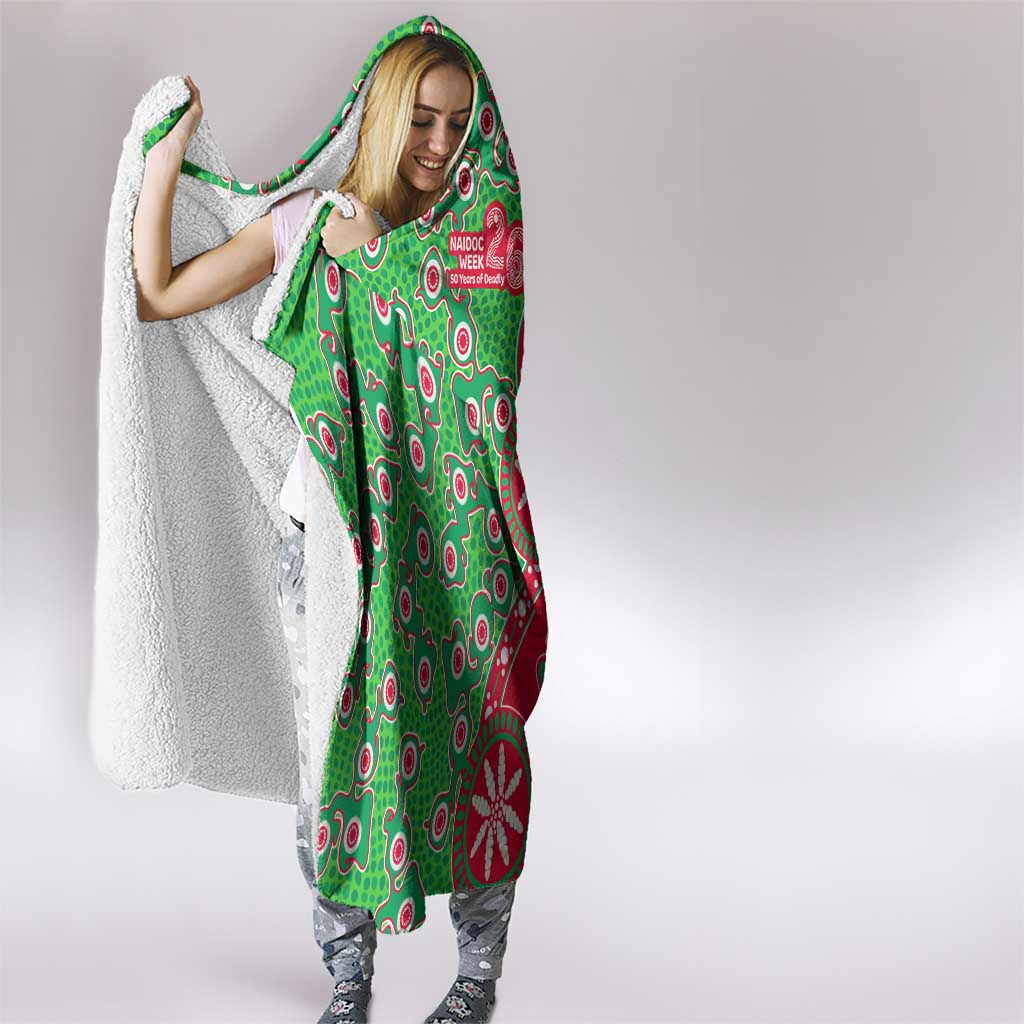 South Sydney Rabbitohs NAIDOC Week 2026 Hooded Blanket Aboriginal Lizard Dot Painting - 50 Years of Deadly