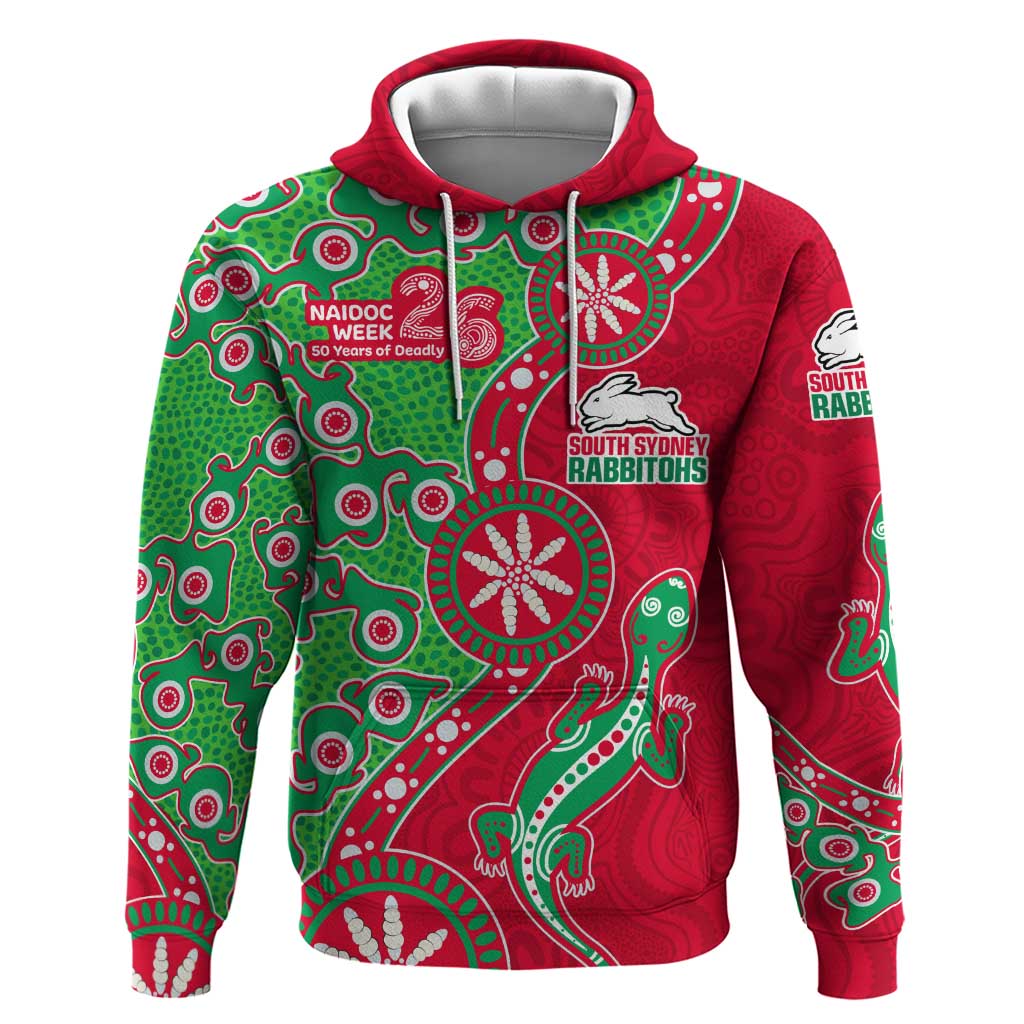 South Sydney Rabbitohs NAIDOC Week 2026 Hoodie Aboriginal Lizard Dot Painting - 50 Years of Deadly