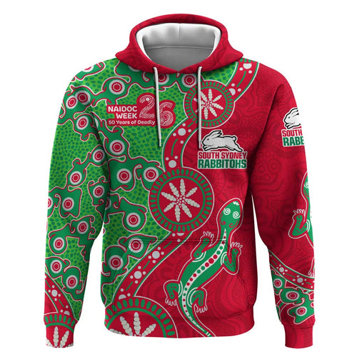 South Sydney Rabbitohs NAIDOC Week 2026 Hoodie Aboriginal Lizard Dot Painting - 50 Years of Deadly