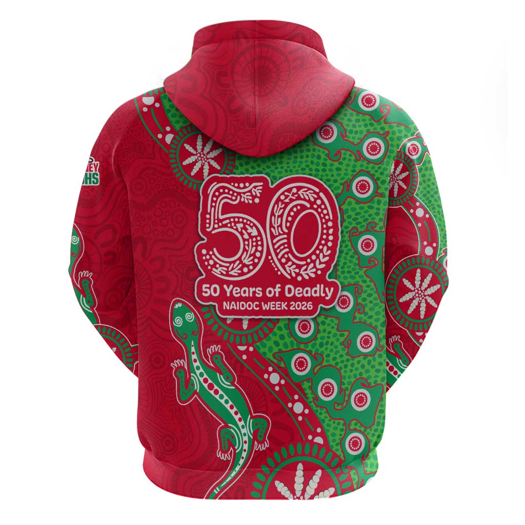 South Sydney Rabbitohs NAIDOC Week 2026 Hoodie Aboriginal Lizard Dot Painting - 50 Years of Deadly