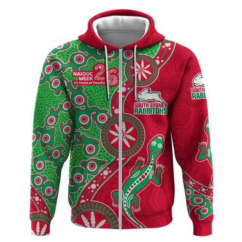 South Sydney Rabbitohs NAIDOC Week 2026 Hoodie Aboriginal Lizard Dot Painting - 50 Years of Deadly