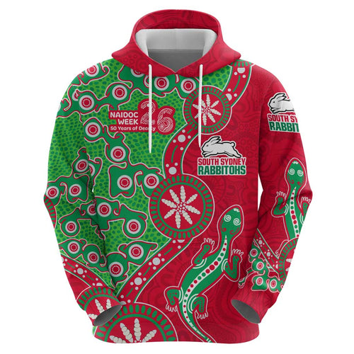 South Sydney Rabbitohs NAIDOC Week 2026 Hoodie Aboriginal Lizard Dot Painting - 50 Years of Deadly