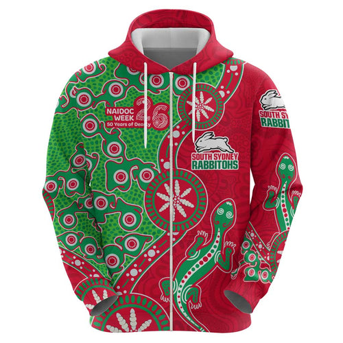 South Sydney Rabbitohs NAIDOC Week 2026 Hoodie Aboriginal Lizard Dot Painting - 50 Years of Deadly