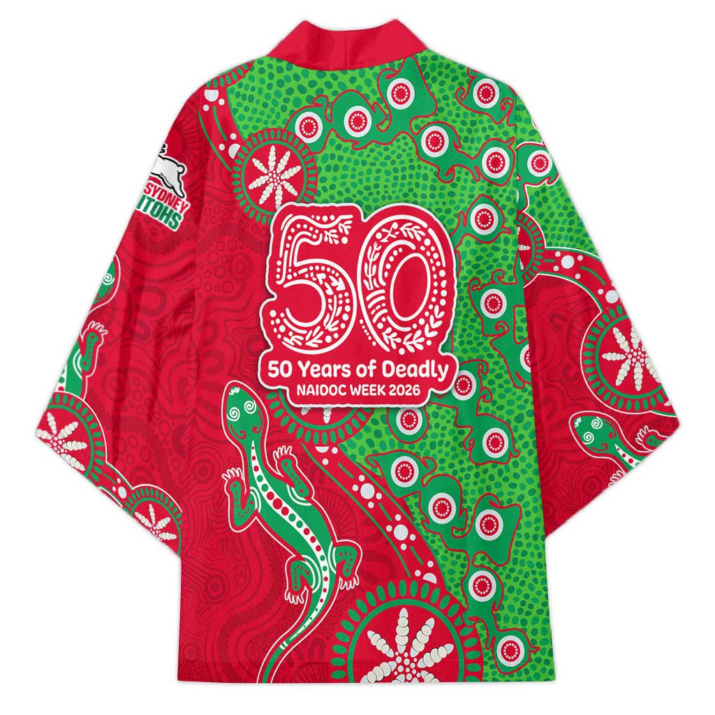 South Sydney Rabbitohs NAIDOC Week 2026 Kimono Aboriginal Lizard Dot Painting - 50 Years of Deadly