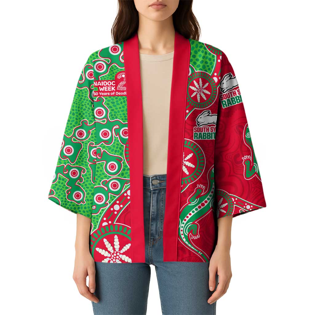 South Sydney Rabbitohs NAIDOC Week 2026 Kimono Aboriginal Lizard Dot Painting - 50 Years of Deadly