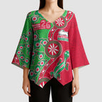 South Sydney Rabbitohs NAIDOC Week 2026 Kimono Sleeve Blouse Aboriginal Lizard Dot Painting - 50 Years of Deadly