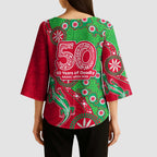 South Sydney Rabbitohs NAIDOC Week 2026 Kimono Sleeve Blouse Aboriginal Lizard Dot Painting - 50 Years of Deadly