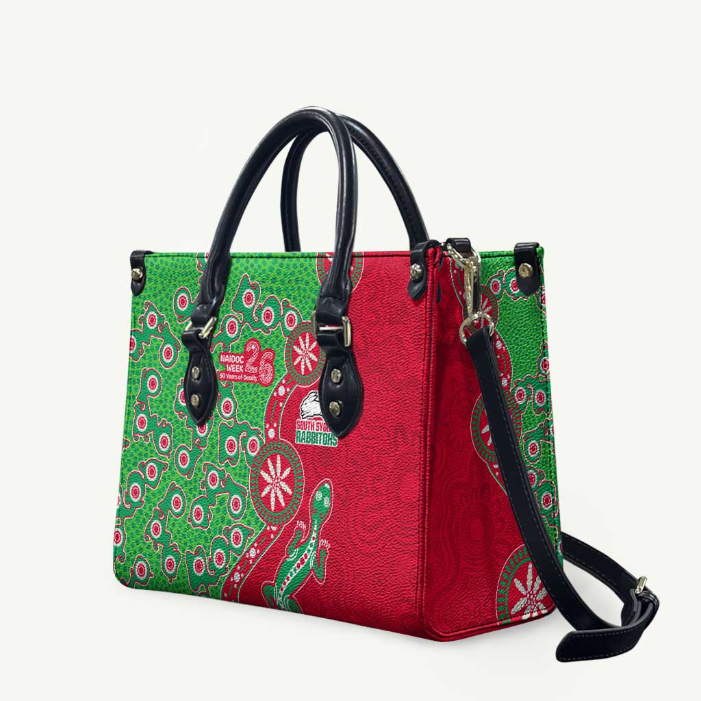 South Sydney Rabbitohs NAIDOC Week 2026 Leather Bag Aboriginal Lizard Dot Painting - 50 Years of Deadly