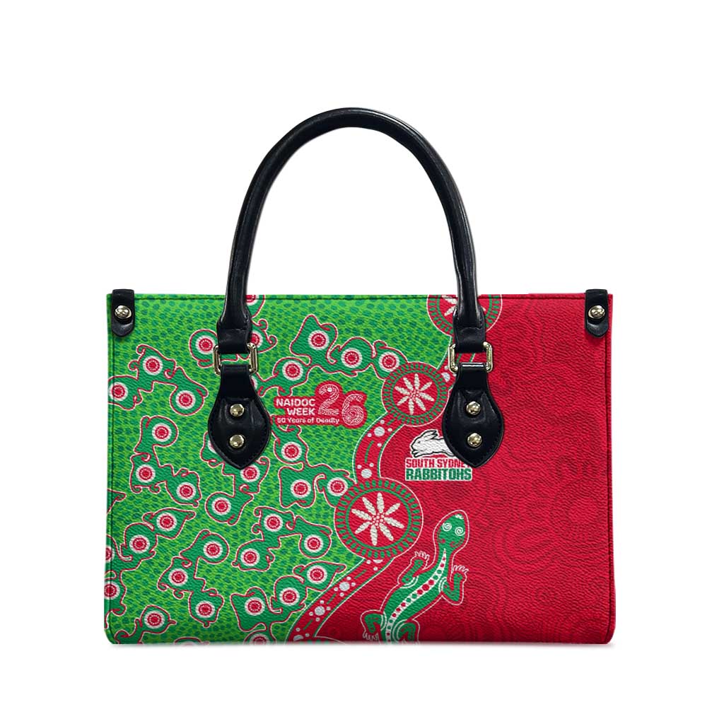 South Sydney Rabbitohs NAIDOC Week 2026 Leather Bag Aboriginal Lizard Dot Painting - 50 Years of Deadly