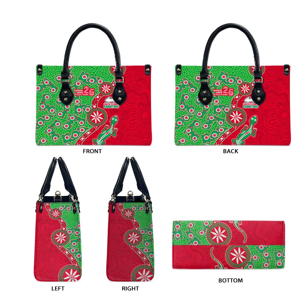 South Sydney Rabbitohs NAIDOC Week 2026 Leather Bag Aboriginal Lizard Dot Painting - 50 Years of Deadly