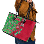 South Sydney Rabbitohs NAIDOC Week 2026 Leather Tote Bag Aboriginal Lizard Dot Painting - 50 Years of Deadly