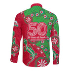 South Sydney Rabbitohs NAIDOC Week 2026 Long Sleeve Button Shirt Aboriginal Lizard Dot Painting - 50 Years of Deadly