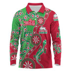 South Sydney Rabbitohs NAIDOC Week 2026 Long Sleeve Polo Shirt Aboriginal Lizard Dot Painting - 50 Years of Deadly