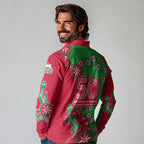 South Sydney Rabbitohs NAIDOC Week 2026 Long Sleeve Polo Shirt Aboriginal Lizard Dot Painting - 50 Years of Deadly