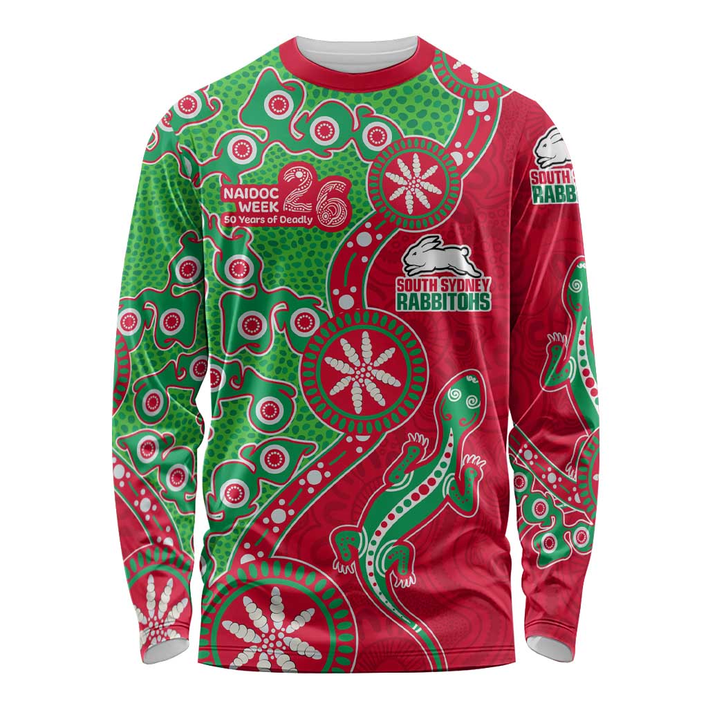 South Sydney Rabbitohs NAIDOC Week 2026 Long Sleeve Shirt Aboriginal Lizard Dot Painting - 50 Years of Deadly