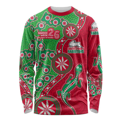 South Sydney Rabbitohs NAIDOC Week 2026 Long Sleeve Shirt Aboriginal Lizard Dot Painting - 50 Years of Deadly