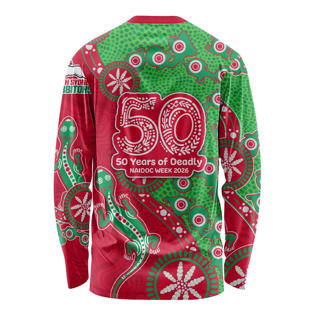 South Sydney Rabbitohs NAIDOC Week 2026 Long Sleeve Shirt Aboriginal Lizard Dot Painting - 50 Years of Deadly